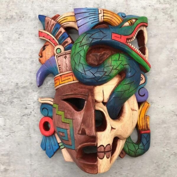 🪔🎭 Prehispanic Wooden Mask - Mayan Culture - Hand-Carved Mexican Wall Art - ASK TO CUSTOMIZE 🇲🇽🎨