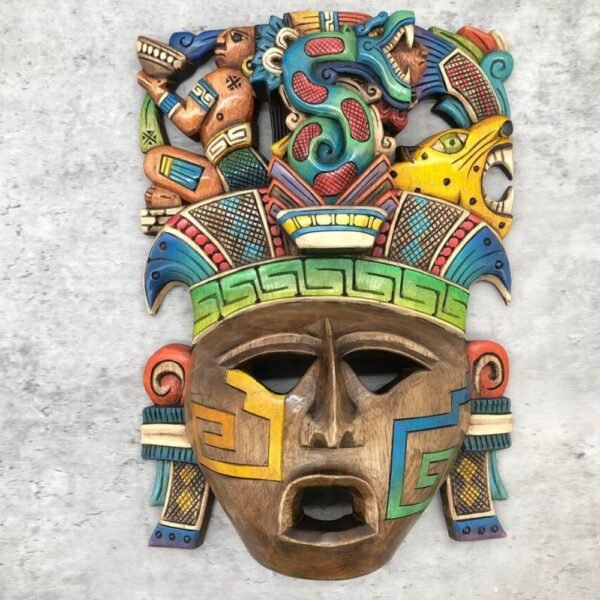 Prehispanic Wooden mask, Mayan culture, Mexican wall art, Hand carved ASK FOR CUSTOMIZE