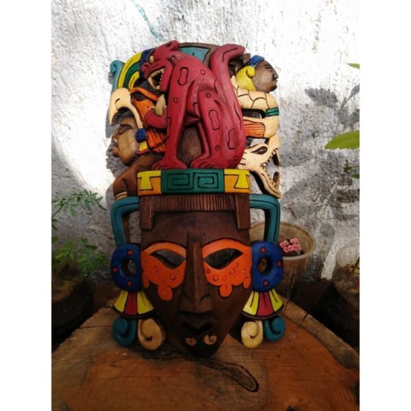 Prehispanic Wooden mask, Mayan culture, Mexican wall art, Hand carved ASK FOR CUSTOMIZE