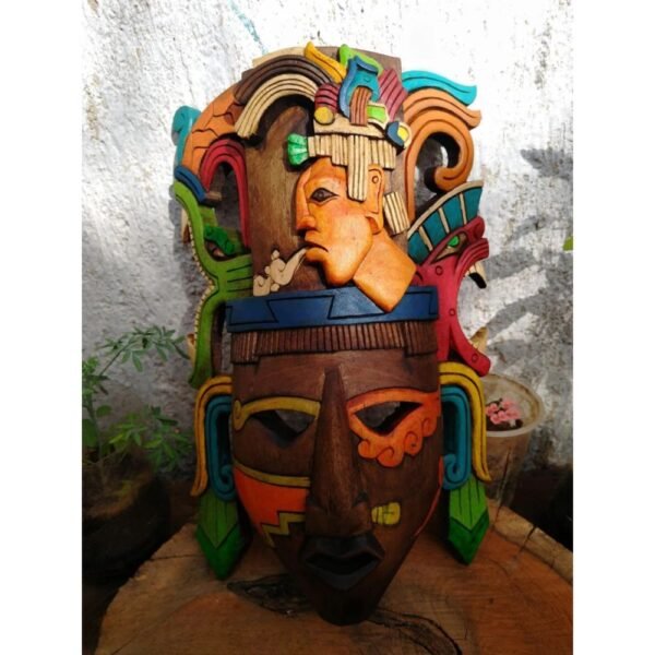 Prehispanic Wooden mask, Mayan culture, Mexican wall art, Hand carved ASK FOR CUSTOMIZE