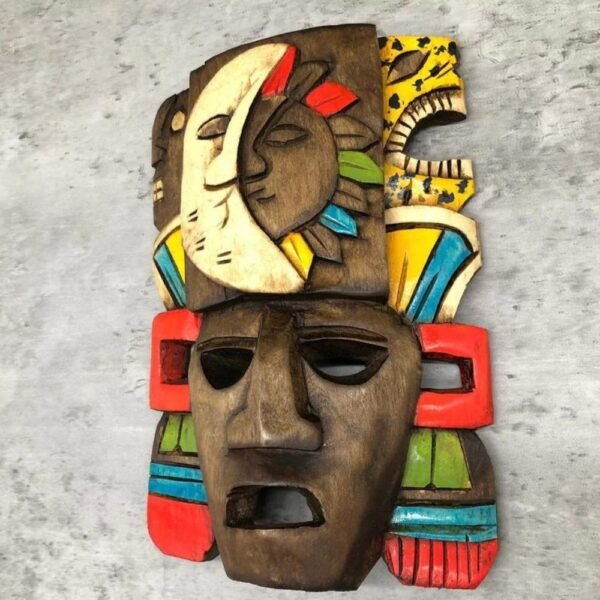 Prehispanic Wooden mask, Mayan culture, Mexican wall art, Hand carved ASK FOR CUSTOMIZE