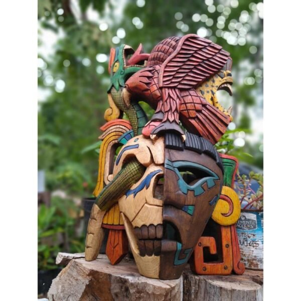 Prehispanic Wooden mask, Mayan culture, Mexican wall art, Hand carved ASK FOR CUSTOMIZE