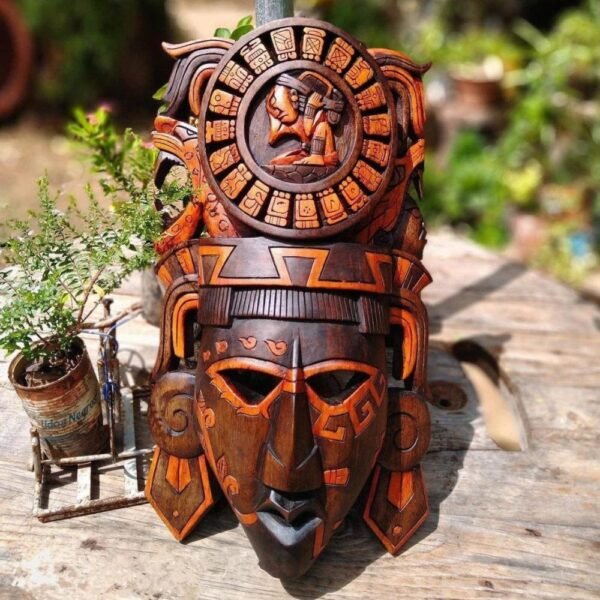 Prehispanic Wooden mask, Mayan culture, Mexican wall art, Hand carved ASK FOR CUSTOMIZE