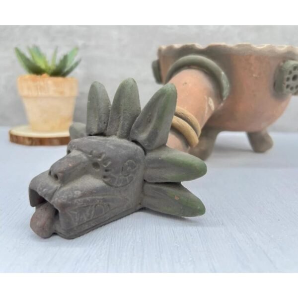Quetzalcóatl Incense Holder Handcraft Mexican Culture Home Decor Prehispanic Vintage Rustic Clay Mateial