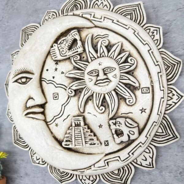 Sun and moon wall art, Mexican decoration, Mayan wall decor, Mayan art, Kukulkan, Chichen itza, Quetzalcoatl