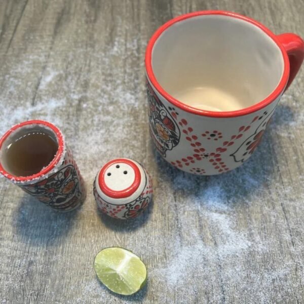 Tequila, Skull shot glass, Coffee Cup Talavera pottery, Fathers day gift, Handcrafted in Mexico, 3 pieces