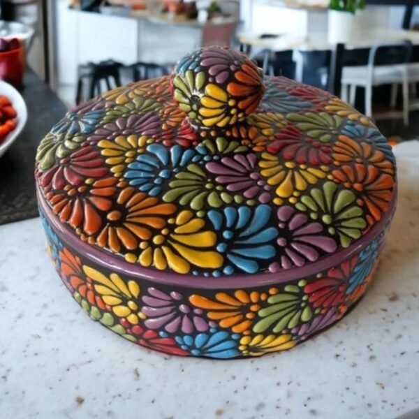 Tortillero Of Talavera Puebla Handcrafted And Handpainted by Mexican Artisans. Accessory Kitchen High Quality Keeps Warm-Gift For Mom