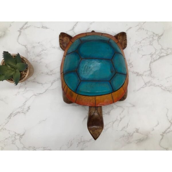 Turtle Wood Carved Statue With Details And Painted Sculpture Mexican Decoration, Prehispanic, Aztec decor, Mexican statue