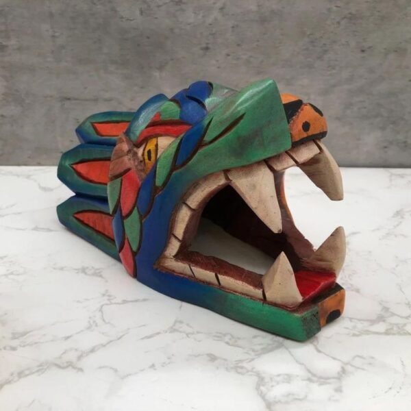 Two Face Jaguar Prehispanic Wooden Mask, Mayan culture, Mexican wall art, Quetzalcoatl, Wooden jaguar