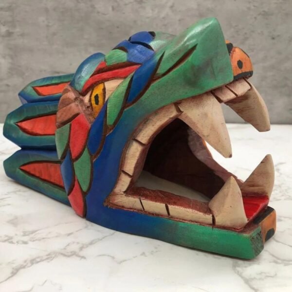 Two Face Jaguar Prehispanic Wooden Mask, Mayan culture, Mexican wall art, Quetzalcoatl, Wooden jaguar