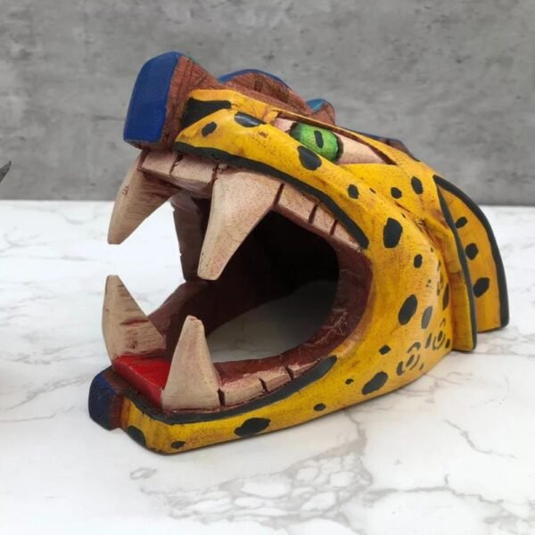 Two Face Prehispanic Wooden mask, Mayan culture, Mexican wall art, Quetzalcoatl, wooden jaguar