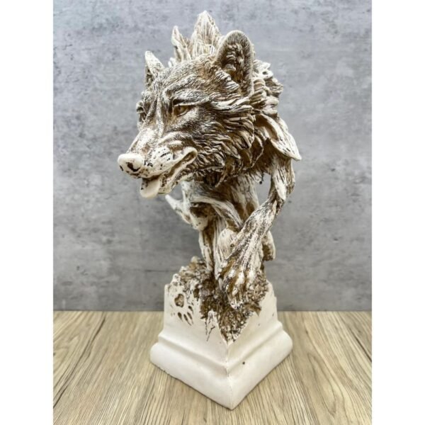 Wolf Head Sculpture Fully Covered With Details Mexican Decoration, Prehispanic, Aztec decor, Mexican statue