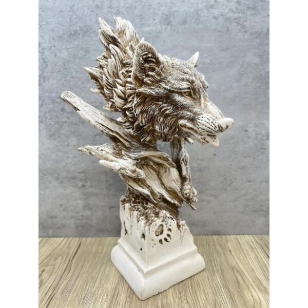 Wolf Head Sculpture Fully Covered With Details Mexican Decoration, Prehispanic, Aztec decor, Mexican statue