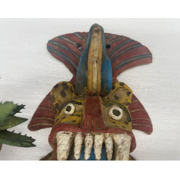 Tepeyolotl/ Tezcatl Ipoca Mask Handcraft Mexican Culture Home Decor Prehispanic Vintage Rustic Clay Material Antique Ancrestral Figurines