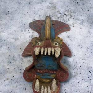 Tepeyolotl/ Tezcatl Ipoca Mask Handcraft Mexican Culture Home Decor Prehispanic Vintage Rustic Clay Material Antique Ancrestral Figurines