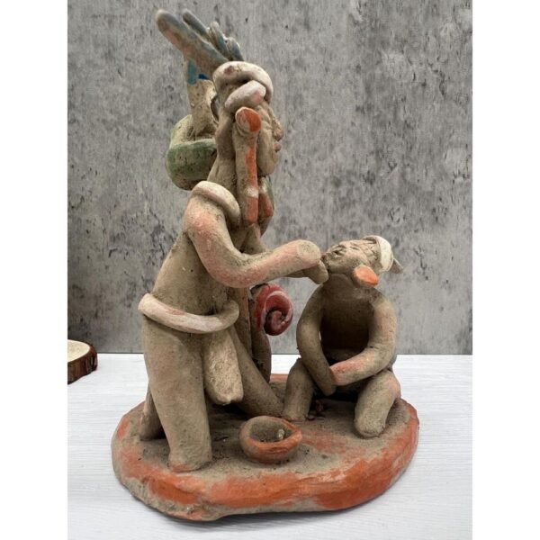 Ticitl Or Healer Treating Patient Handcraft Mexican Culture Home Decor Prehispanic Vintage Rustic Clay Material Antique Ancrestral Figurines
