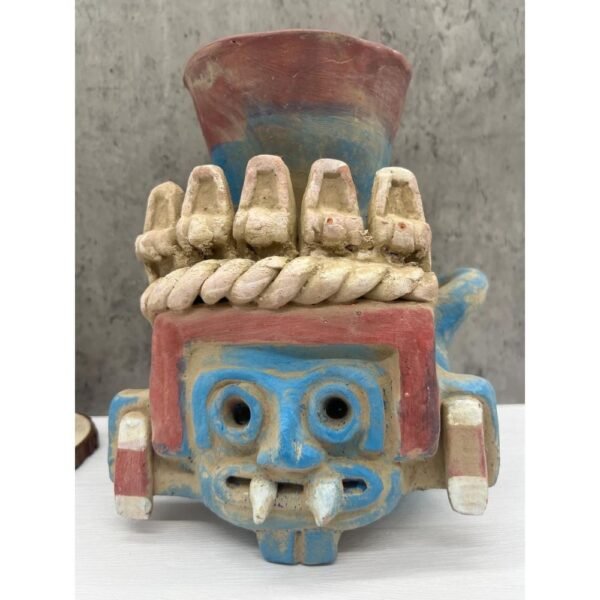 Tlaloc Vessel, Mexica 1Lt Handcraft Mexican Culture Home Decor Prehispanic Vintage Rustic Clay Material Antique Ancrestral Figurines
