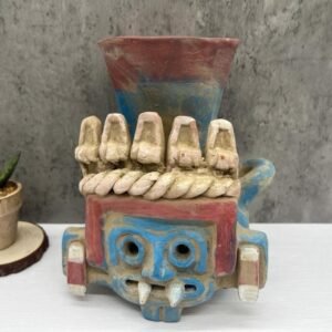 Tlaloc Vessel, Mexica 1Lt Handcraft Mexican Culture Home Decor Prehispanic Vintage Rustic Clay Material Antique Ancrestral Figurines