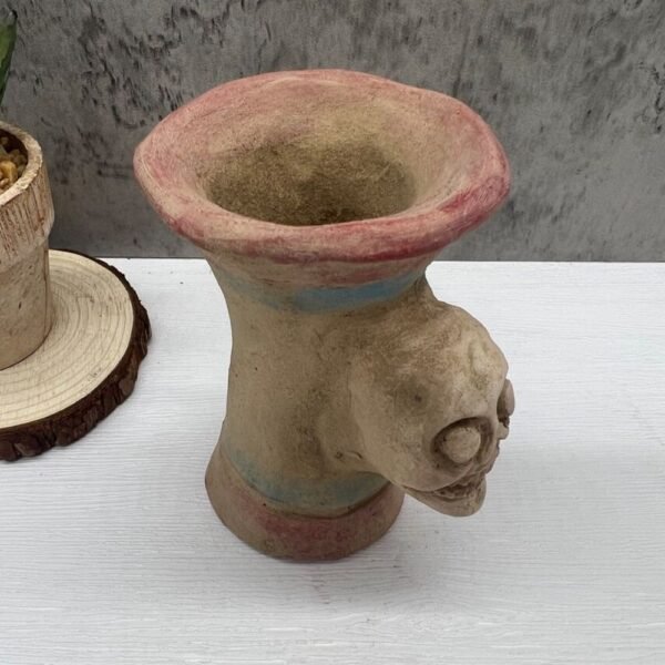 Urn Skull Vessel For Offering Incense Burner Handcraft Mexican Culture Home Decor Prehispanic Vintage Rustic Clay Antique Ancrestral Figure