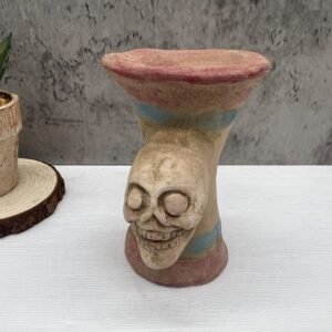 Urn Skull Vessel For Offering Incense Burner Handcraft Mexican Culture Home Decor Prehispanic Vintage Rustic Clay Antique Ancrestral Figure