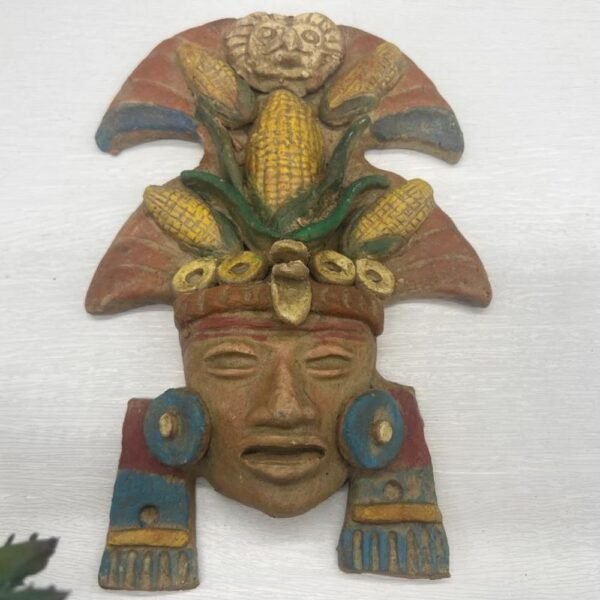 Xilonen/ChicomeCoatl Mask, Lady Of Corn Handcraft Mexican Culture Home Decor Prehispanic Vintage Rustic Clay Antique Ancrestral Figurine