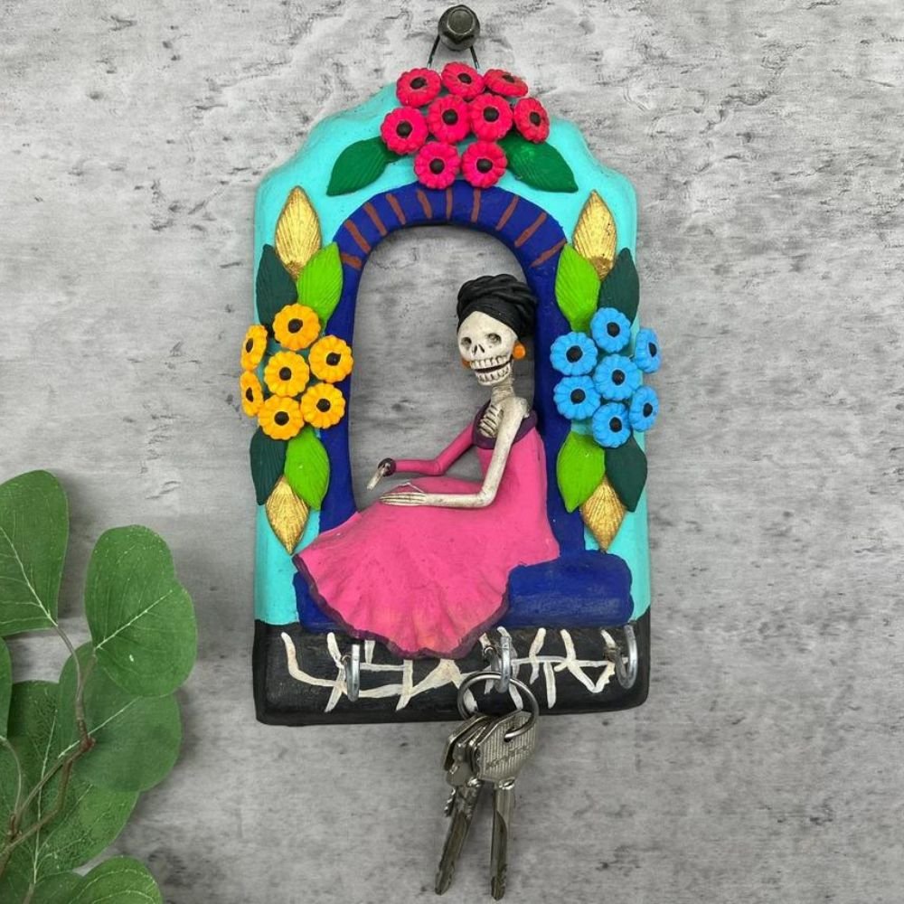 🌺 9” Catrina Key Holder for Wall – Celebrating Frida Kahlo and the Day of the Dead 🌺