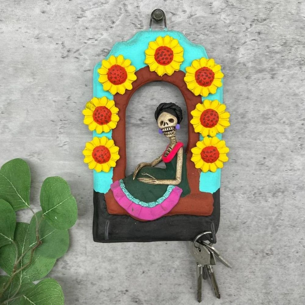 🌺 9” Catrina Key Holder for Wall – Celebrating Frida Kahlo and the Day of the Dead 🌺