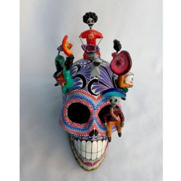 Sugar skull, Catrina, Day of the Dead ornaments, skull as Mexican decoration, human skull sculpture, 6” high