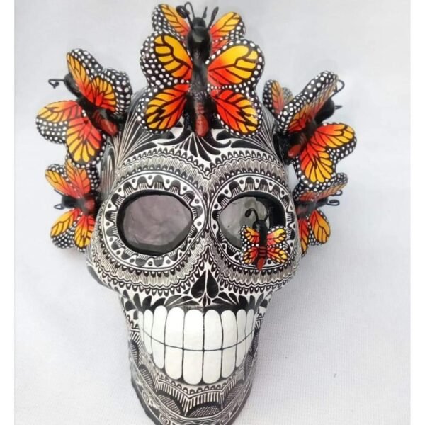 Sugar skull, Catrina, Day of the Dead ornaments, skull as Mexican decoration, human skull sculpture, 6” high