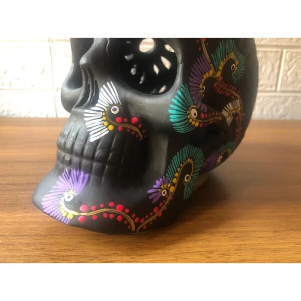 Sugar skull, Catrina, Day of the Dead ornaments, skull as Mexican decoration, human skull sculpture, 6” high