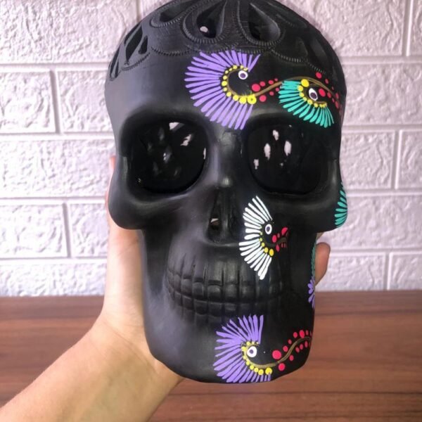 Sugar skull, Catrina, Day of the Dead ornaments, skull as Mexican decoration, human skull sculpture, 6” high