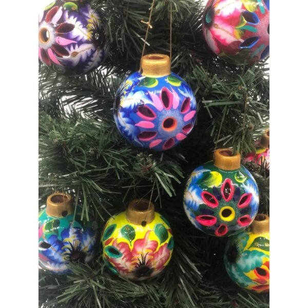 pieces of Ceramic Christmas ornaments Mexican ornaments, inspired by the Talavera of Mexican art