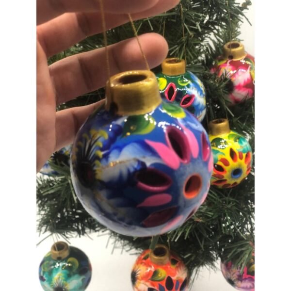 pieces of Ceramic Christmas ornaments Mexican ornaments, inspired by the Talavera of Mexican art