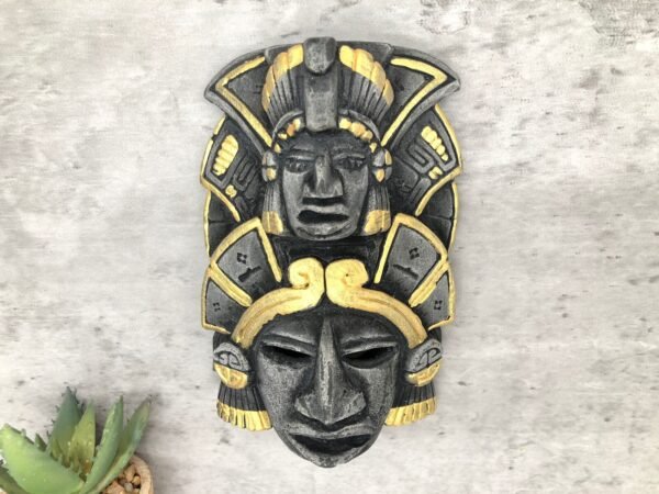 Prehispanic Mask, Ceremonies And Festivals Mayan Culture, Altar And Home Decor. Mexican Wall Art, Plaster Hand Carved - Image 4