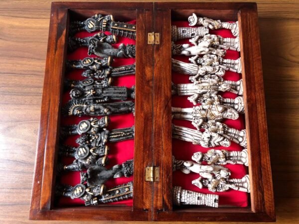 Chess set 16.53” x 16.53”, Resin Chess set in gray and white, Mexican chess, Chess set handmade, Wooden chess, Doubles as a book - Image 8