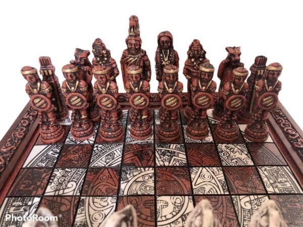 Chess set 16.53” x 16.53”, Resin Chess set in red and white, Mexican chess, Chess set handmade, Soviet chess set, Wooden chess - Image 7