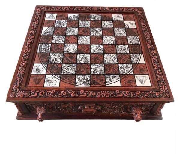 Chess set 16.53” x 16.53”, Resin Chess set in red and white, Mexican chess, Chess set handmade, Soviet chess set, Wooden chess - Image 10