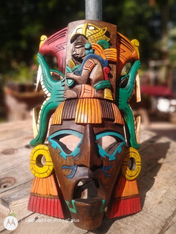 Prehispanic Wooden mask, Mayan culture, Mexican wall art, Hand carved ASK FOR CUSTOMIZE - Image 4