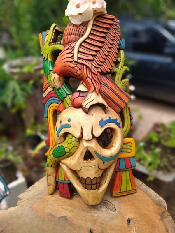 Prehispanic Wooden mask, Mayan culture, Mexican wall art, Hand carved ASK FOR CUSTOMIZE - Image 3