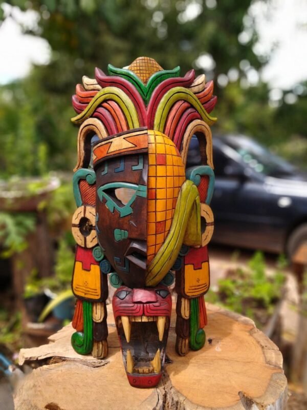 Prehispanic Wooden mask, Mayan culture, Mexican wall art, Hand carved ASK FOR CUSTOMIZE - Image 7