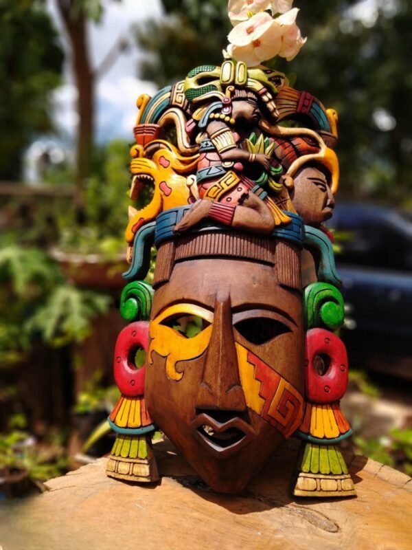 Prehispanic Wooden mask, Mayan culture, Mexican wall art, Hand carved ASK FOR CUSTOMIZE - Image 8
