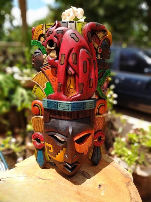 Prehispanic Wooden mask, Mayan culture, Mexican wall art, Hand carved ASK FOR CUSTOMIZE - Image 9