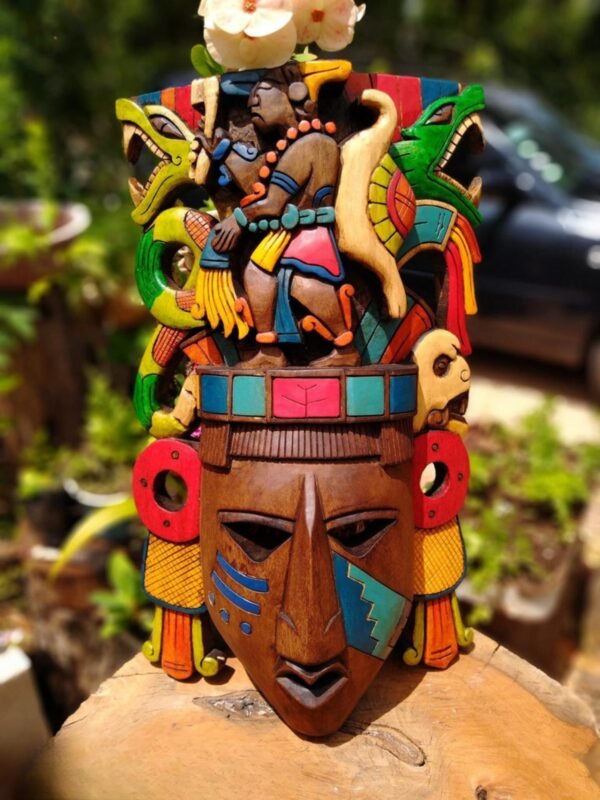 Prehispanic Wooden mask, Mayan culture, Mexican wall art, Hand carved ASK FOR CUSTOMIZE - Image 10