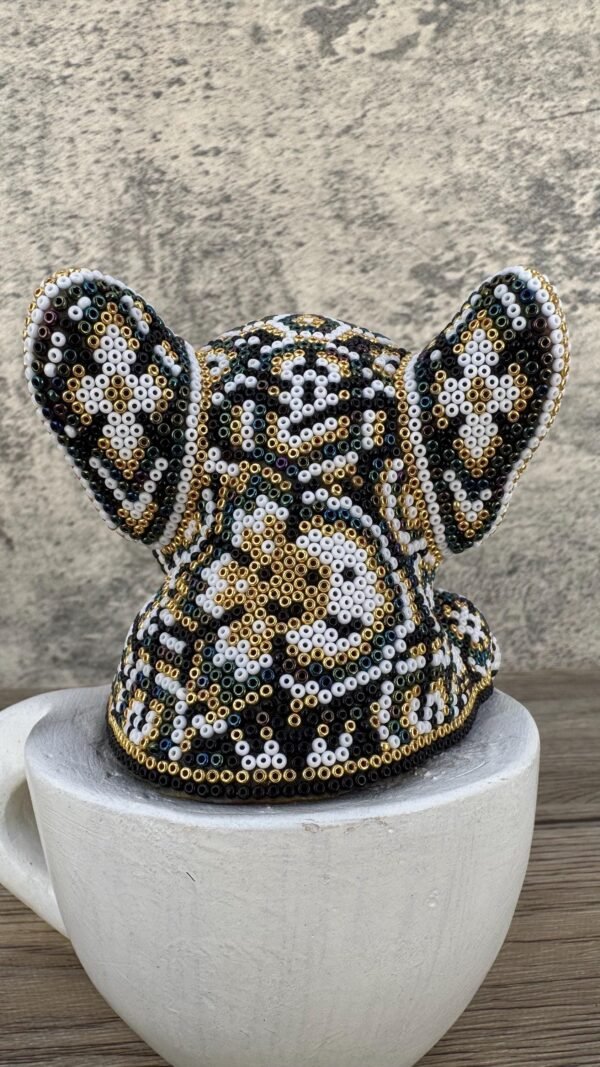 Dog Bulldog Statue Huichol Sculpture Of Mexican Folk Art, Pet Wixarika As A Mexican Decorative Figure, Made Of Resin And Beads - Image 4