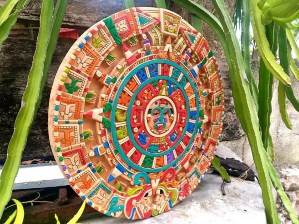 Prehispanic Aztec Art, Aztec calendar, Mexican painting, Wood carving, Handcrafted ASK FOR CUSTOMIZE - Image 3