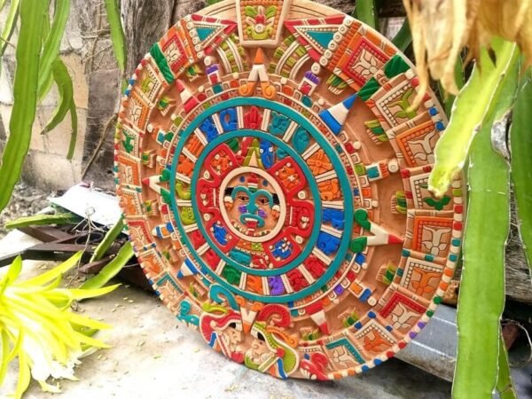 Prehispanic Aztec Art, Aztec calendar, Mexican painting, Wood carving, Handcrafted ASK FOR CUSTOMIZE - Image 4