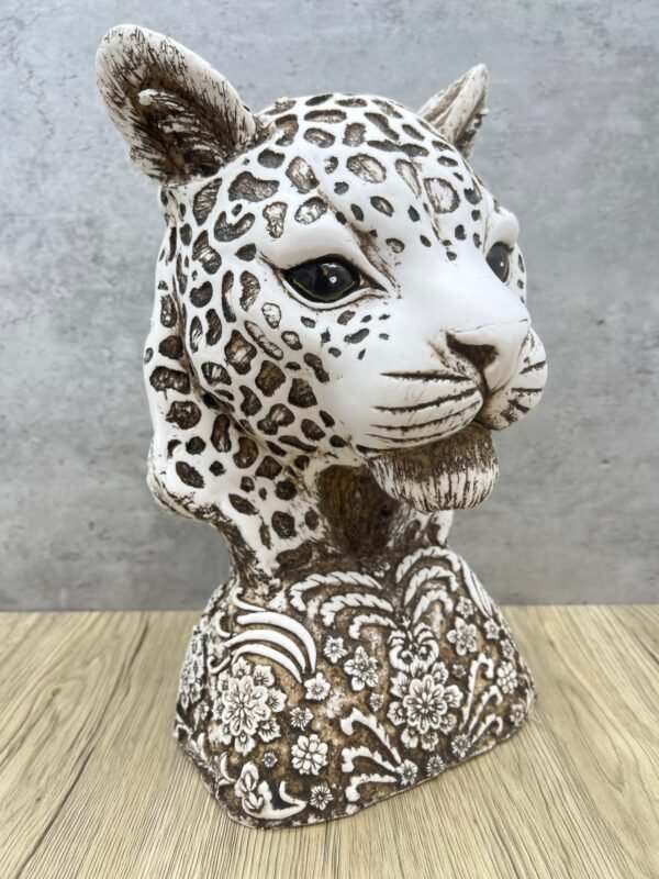 Jaguar Head Sculpture Fully Covered With Flowers Mexican Decoration, Prehispanic, Aztec decor, Mexican statue - Image 3