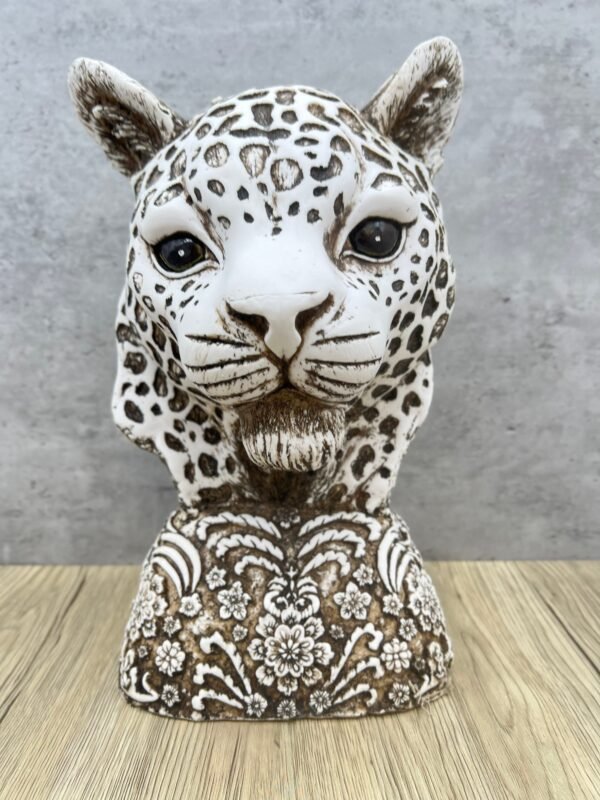 Jaguar Head Sculpture Fully Covered With Flowers Mexican Decoration, Prehispanic, Aztec decor, Mexican statue - Image 4