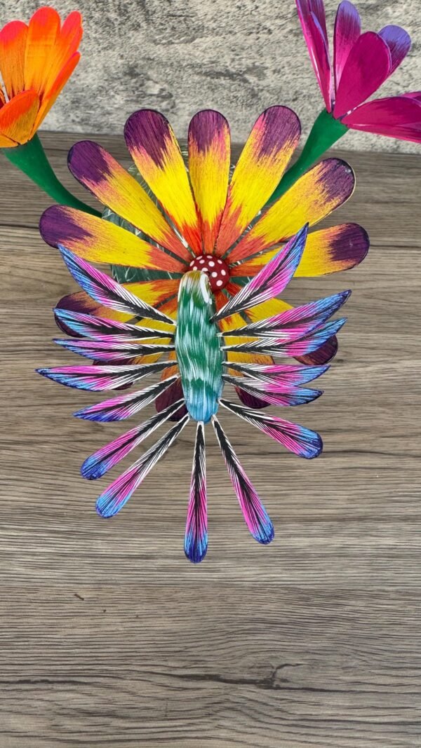Hummingbird Statue Cactus Biznaga Alebrije Sculpture, Wooden Mexican Decoration Figure, Made Of Wood And Carved By Hand ASK FOR CUSTOMIZE - Image 3