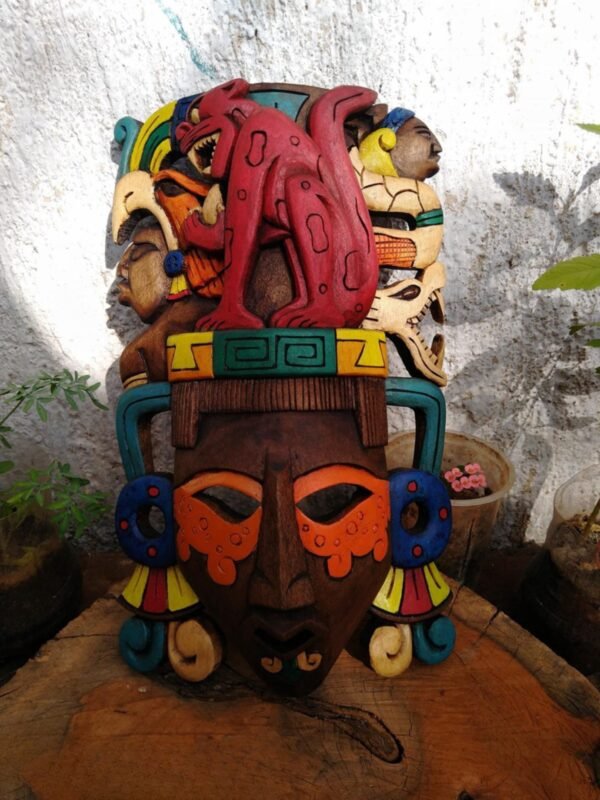 Prehispanic Wooden mask, Mayan culture, Mexican wall art, Hand carved ASK FOR CUSTOMIZE - Image 6